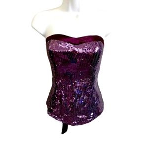 Vintage Sequin & Satin Purple Corset w/ Bow